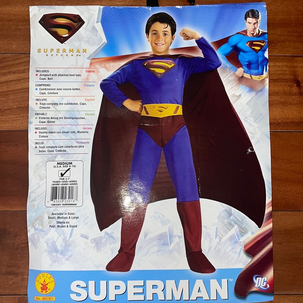 Boys Medium Superman Halloween Costume Size 8-10